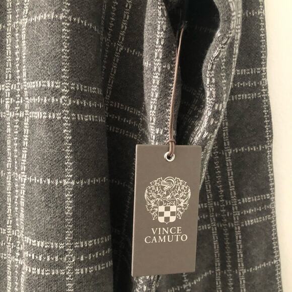 Vince Camuto Windowpane Open Front Knit Cardigan Sweater Gray NEW - Picture 6 of 9